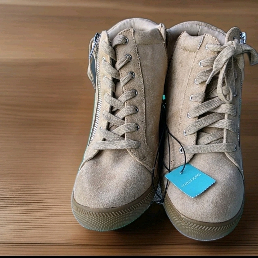 Maurices Beige Heeled Boots with Zipper - Picture 2 of 8